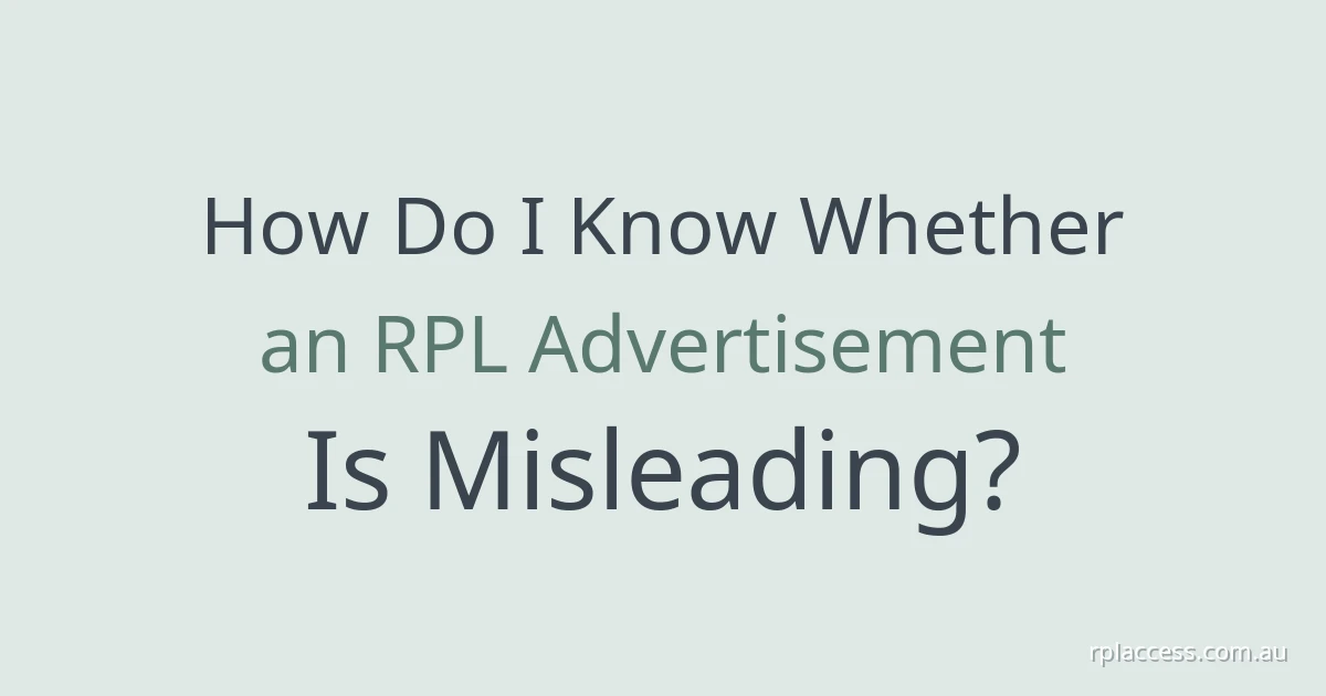 Article title, ‘How do I know whether an RPL advertisement is misleading?’, on a plain light background