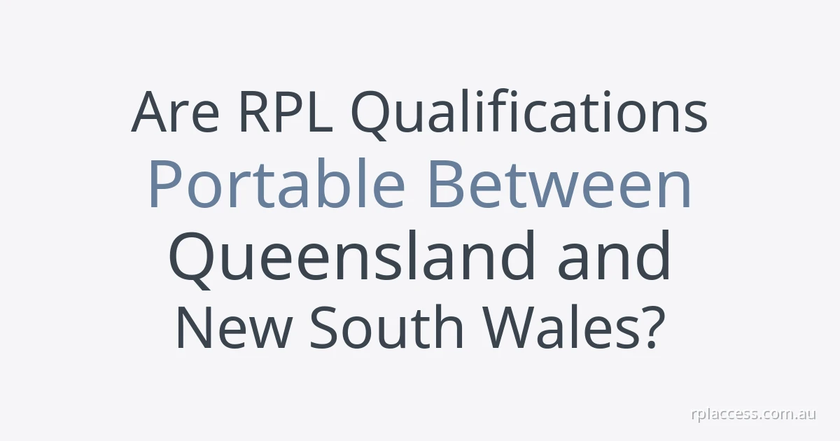Title text about RPL qualification portability between Queensland and NSW on a plain light background.