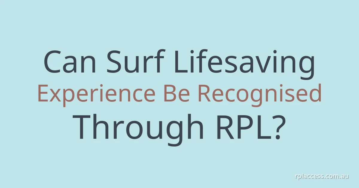 Light-coloured title graphic reading ‘Can surf lifesaving experience be recognised through RPL?’